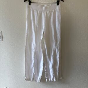 White Linen Wide-Leg Pants Minimalist Coastal Resortcore